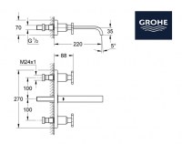 BATERIA LAVABO MURAL ALLURE GROHE